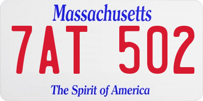 MA license plate 7AT502