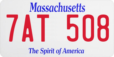 MA license plate 7AT508