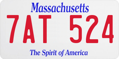 MA license plate 7AT524