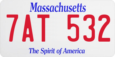 MA license plate 7AT532