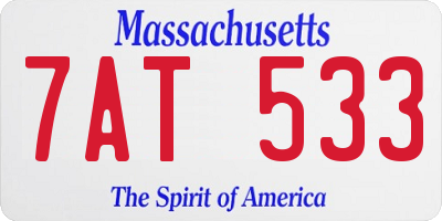 MA license plate 7AT533