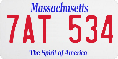 MA license plate 7AT534