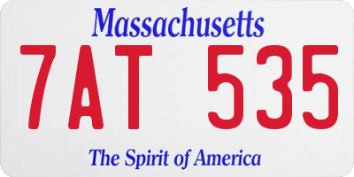 MA license plate 7AT535