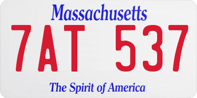 MA license plate 7AT537