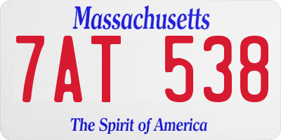 MA license plate 7AT538