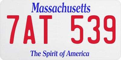 MA license plate 7AT539
