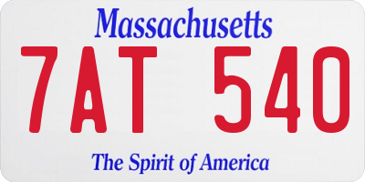 MA license plate 7AT540