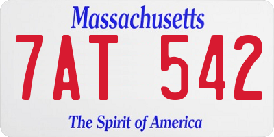 MA license plate 7AT542
