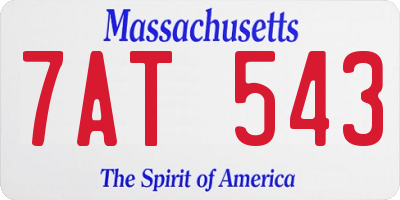 MA license plate 7AT543