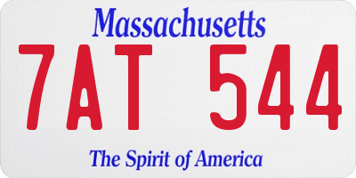 MA license plate 7AT544