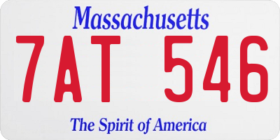 MA license plate 7AT546
