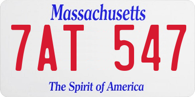 MA license plate 7AT547