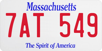 MA license plate 7AT549
