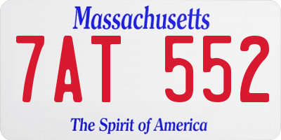 MA license plate 7AT552