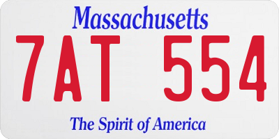 MA license plate 7AT554