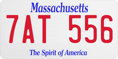 MA license plate 7AT556