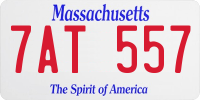MA license plate 7AT557