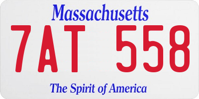 MA license plate 7AT558