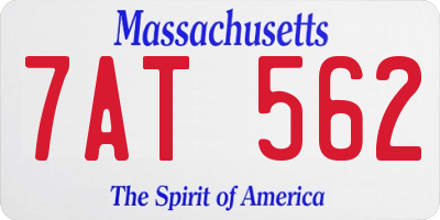 MA license plate 7AT562