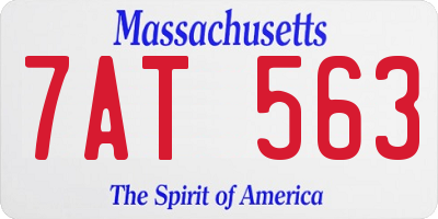 MA license plate 7AT563