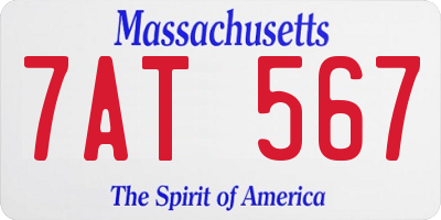 MA license plate 7AT567