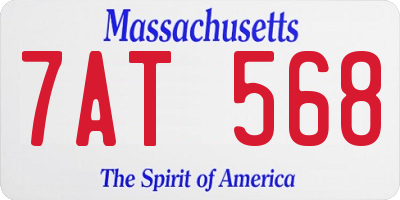 MA license plate 7AT568