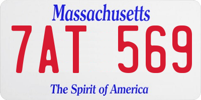 MA license plate 7AT569