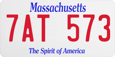 MA license plate 7AT573