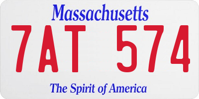 MA license plate 7AT574