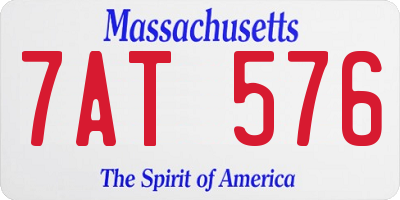 MA license plate 7AT576