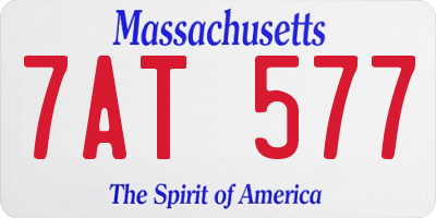 MA license plate 7AT577