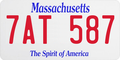 MA license plate 7AT587