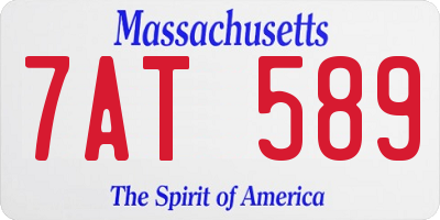 MA license plate 7AT589