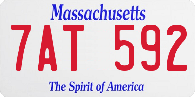 MA license plate 7AT592