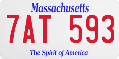 MA license plate 7AT593