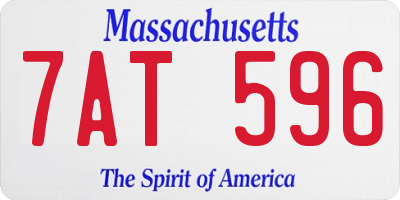 MA license plate 7AT596