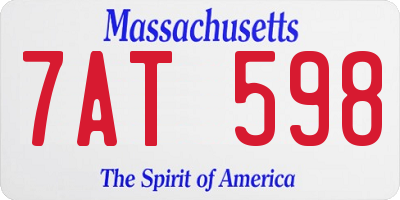 MA license plate 7AT598