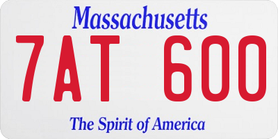 MA license plate 7AT600