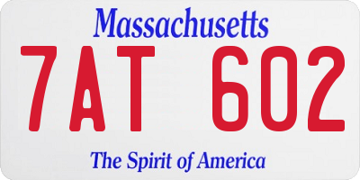 MA license plate 7AT602
