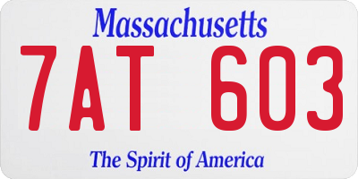 MA license plate 7AT603