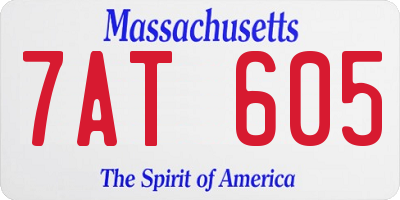 MA license plate 7AT605