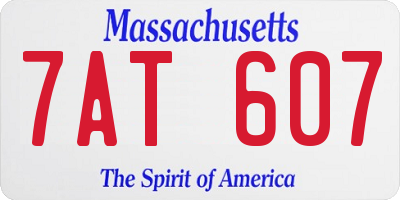 MA license plate 7AT607