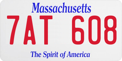 MA license plate 7AT608