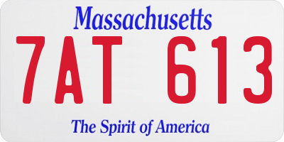 MA license plate 7AT613