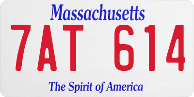 MA license plate 7AT614