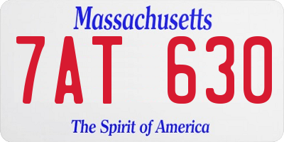 MA license plate 7AT630