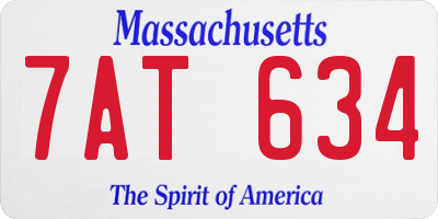 MA license plate 7AT634