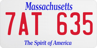MA license plate 7AT635