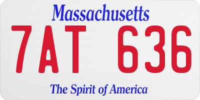 MA license plate 7AT636