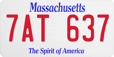 MA license plate 7AT637